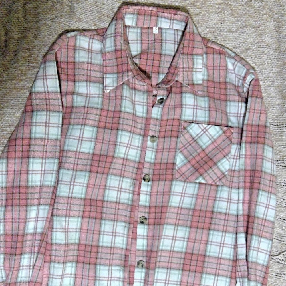 Pink and white flannel